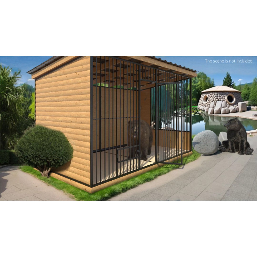 Brown Bear 3D Model – Realistic Fur in Cage, PBR Textures - View 4