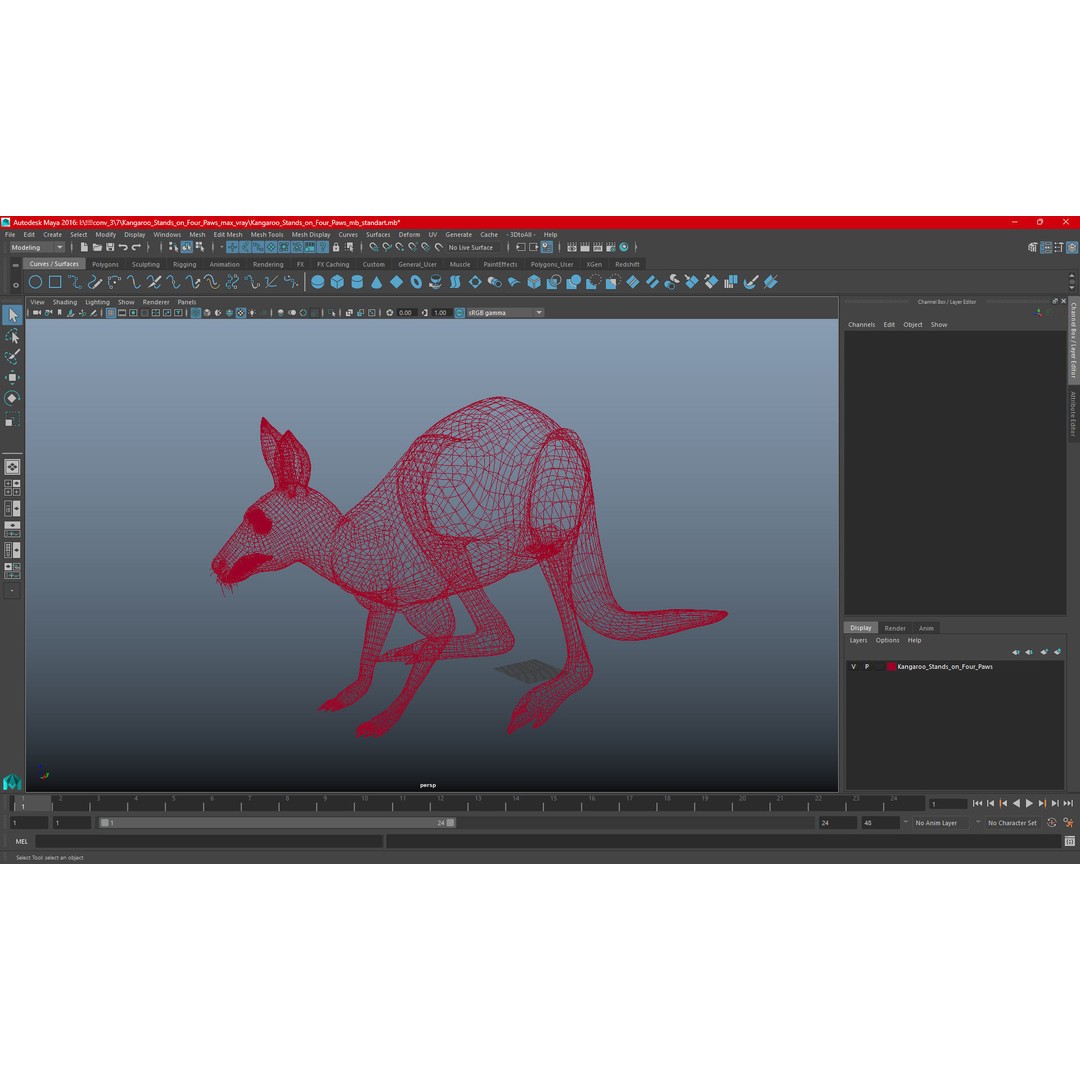 Kangaroo Stands on Four Paws 3D Model – Realistic PBR Asset, FBX, OBJ - View 21