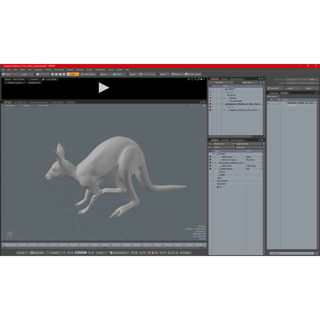 Kangaroo Stands on Four Paws 3D Model – Realistic PBR Asset, FBX, OBJ - View 23