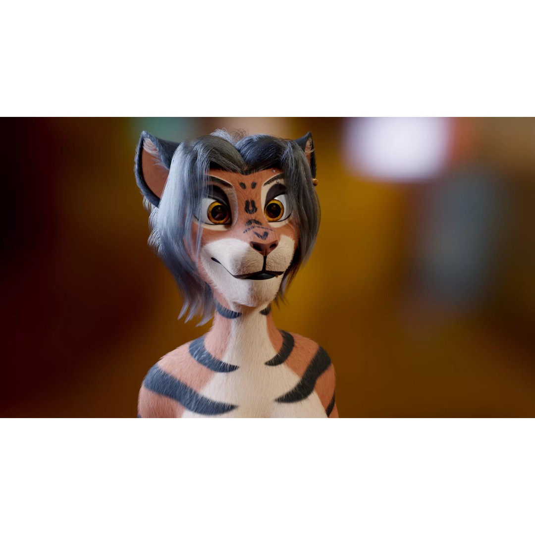Tess Anthro Tiger 3D Model – Low Poly Rigged Character, Blender, FBX - View 15