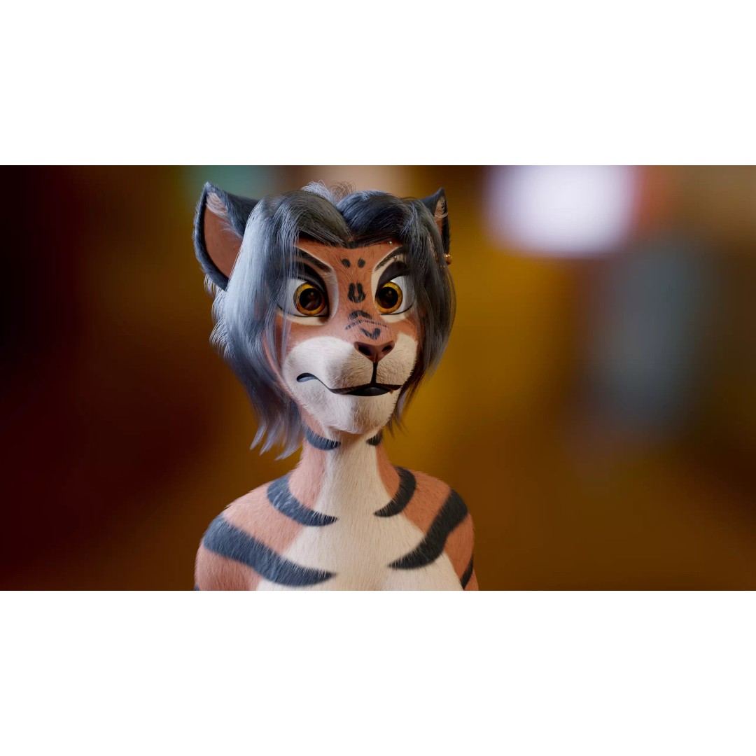 Tess Anthro Tiger 3D Model – Low Poly Rigged Character, Blender, FBX - View 16