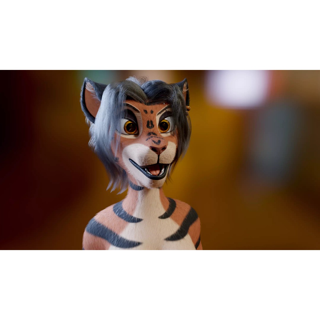 Tess Anthro Tiger 3D Model – Low Poly Rigged Character, Blender, FBX - View 17