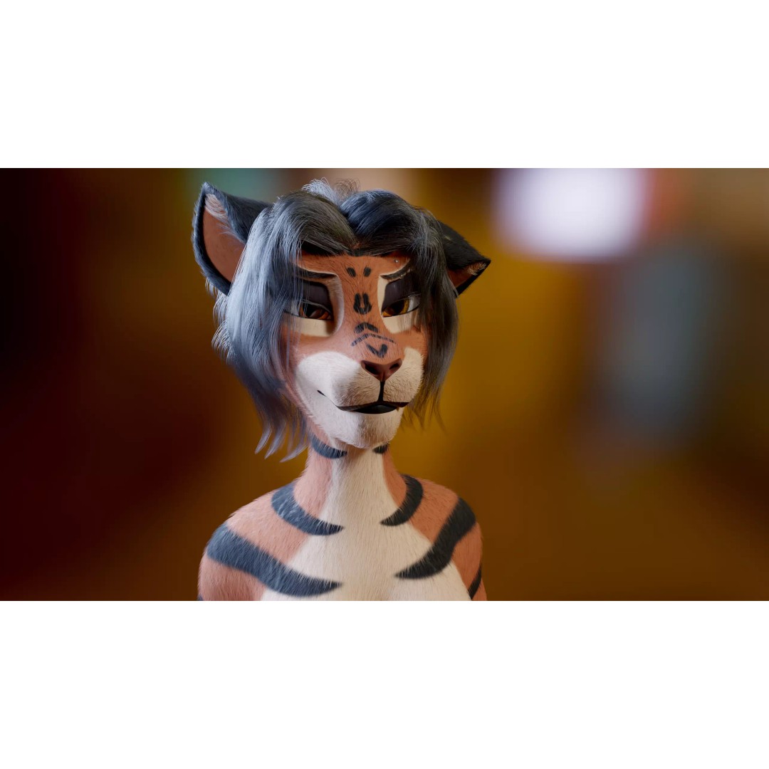 Tess Anthro Tiger 3D Model – Low Poly Rigged Character, Blender, FBX - View 19