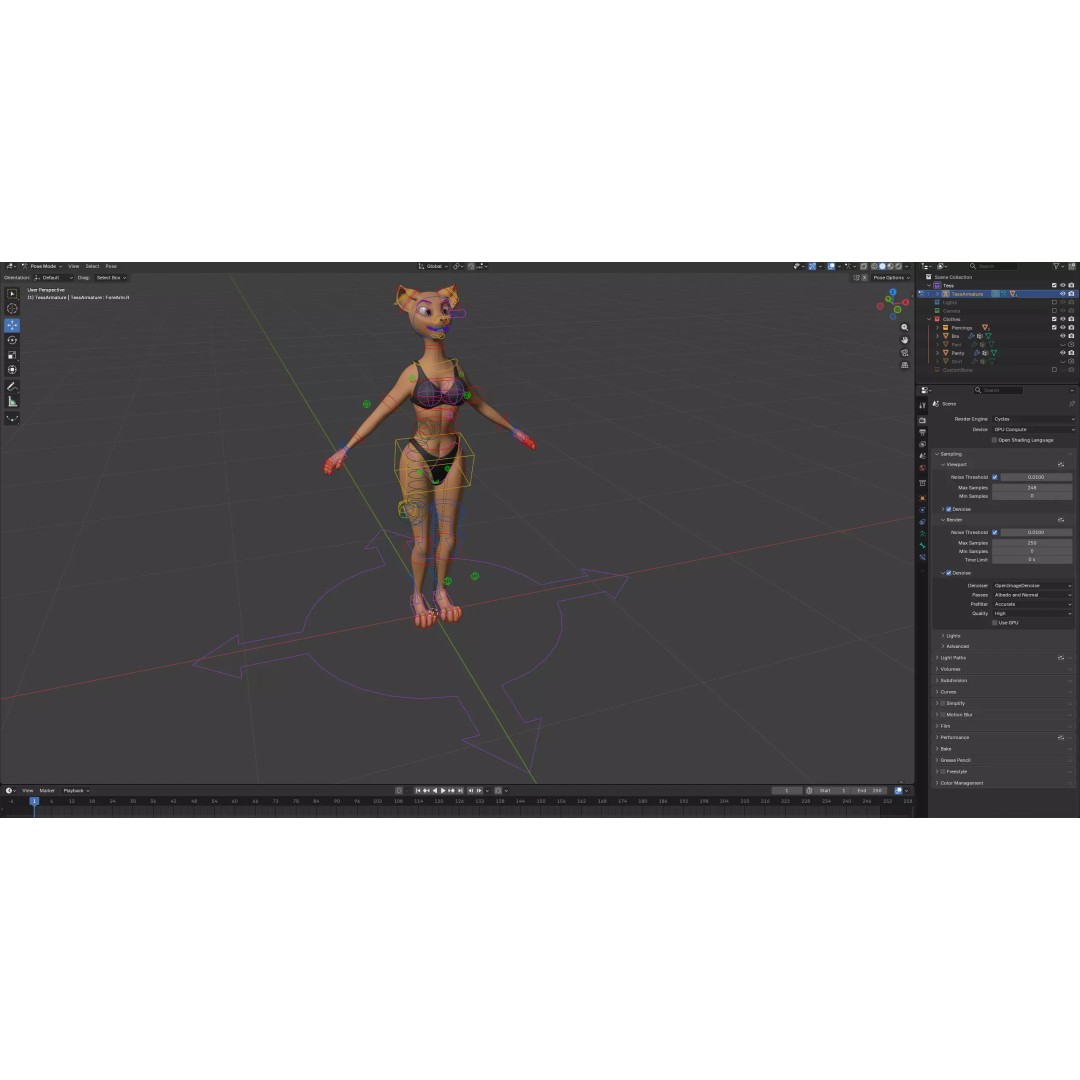 Tess Anthro Tiger 3D Model – Low Poly Rigged Character, Blender, FBX - View 21