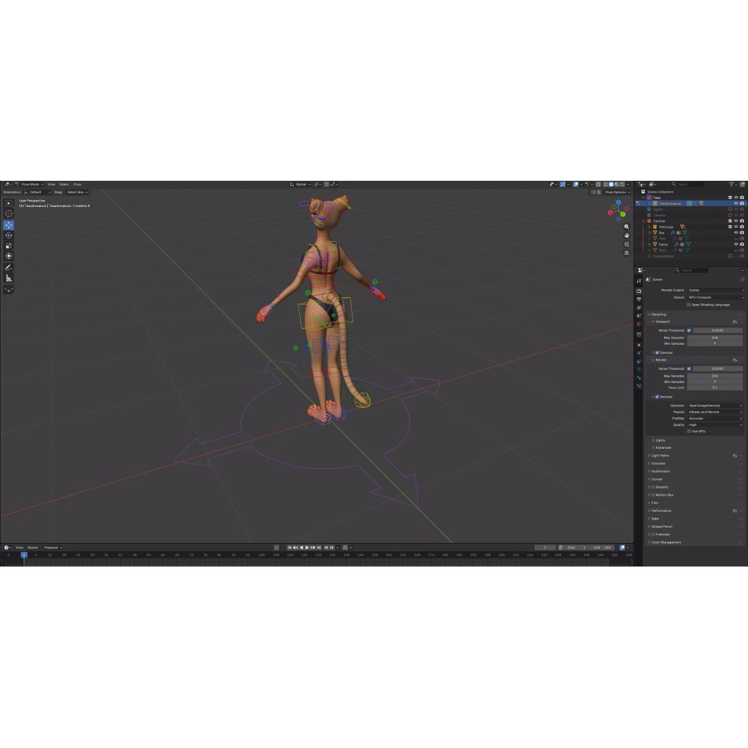 Tess Anthro Tiger 3D Model – Low Poly Rigged Character, Blender, FBX - View 22