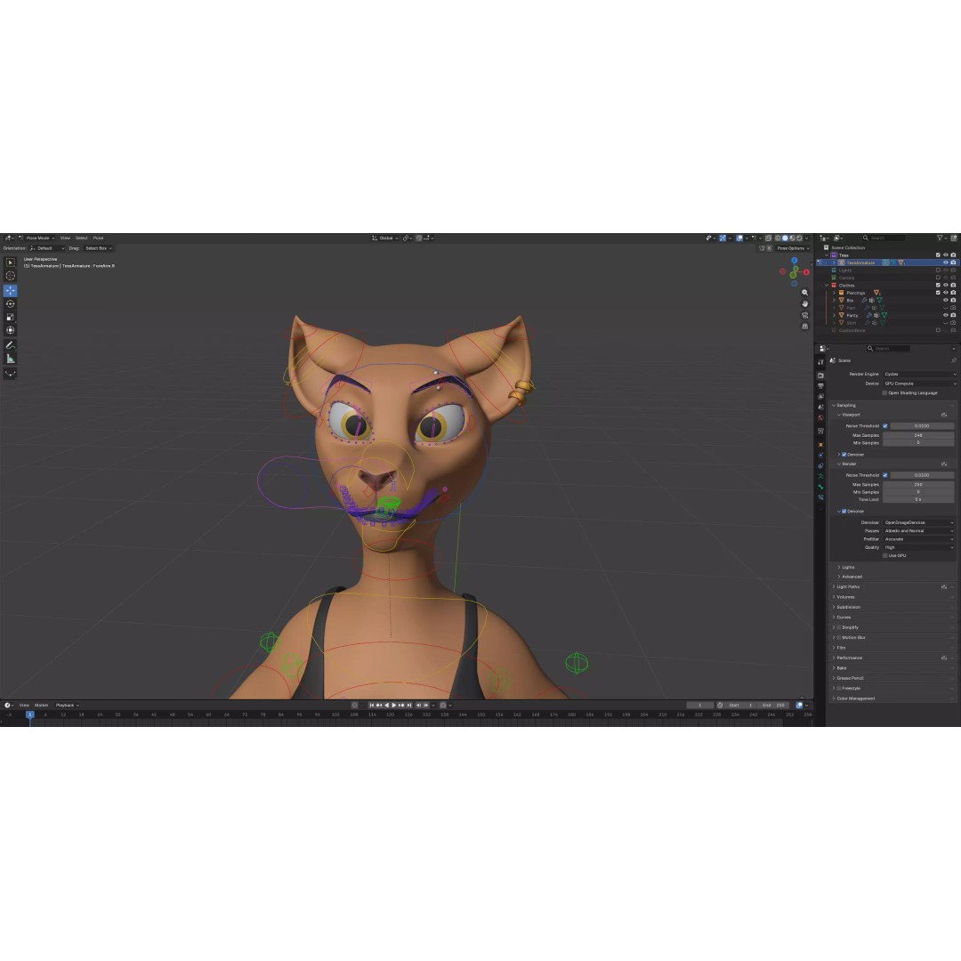Tess Anthro Tiger 3D Model – Low Poly Rigged Character, Blender, FBX - View 23
