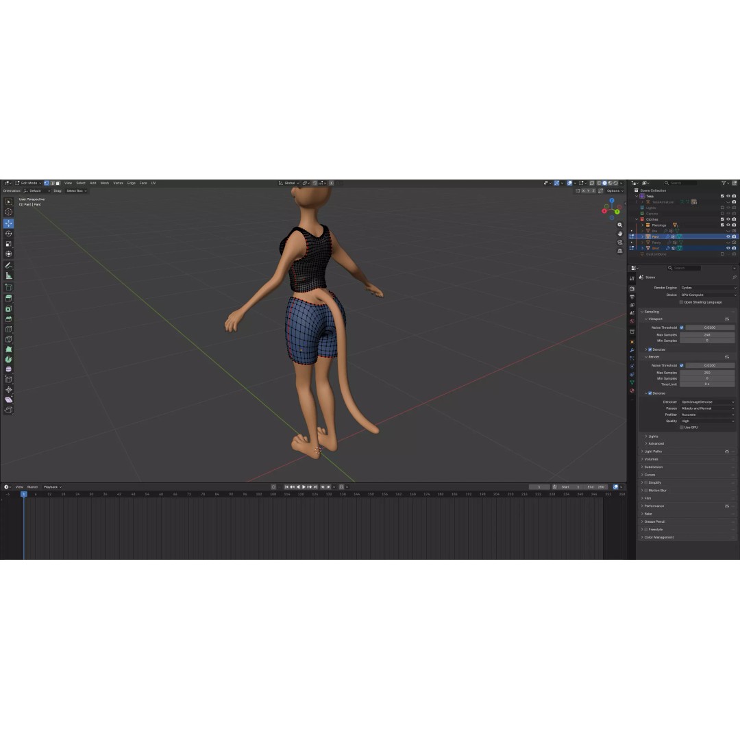 Tess Anthro Tiger 3D Model – Low Poly Rigged Character, Blender, FBX - View 28