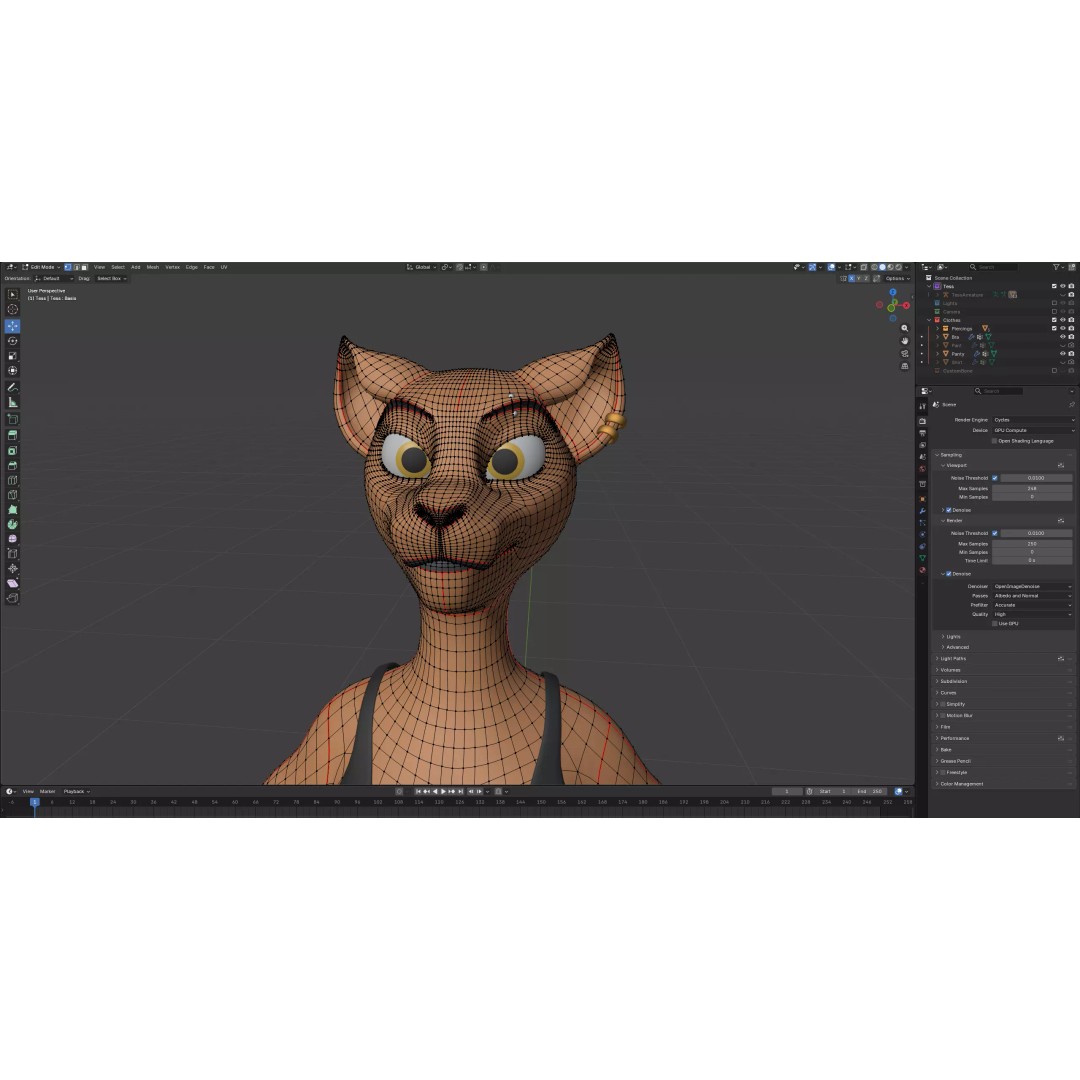 Tess Anthro Tiger 3D Model – Low Poly Rigged Character, Blender, FBX - View 30