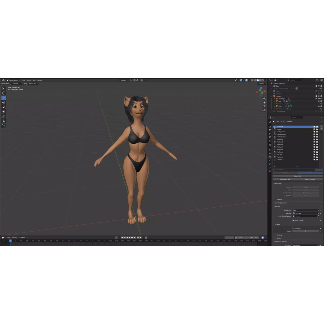 Tess Anthro Tiger 3D Model – Low Poly Rigged Character, Blender, FBX - View 36