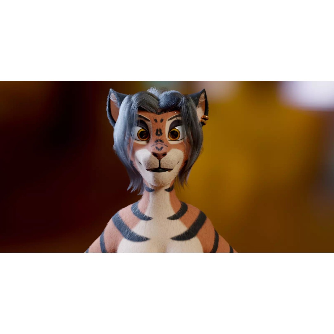 Tess Anthro Tiger 3D Model – Low Poly Rigged Character, Blender, FBX - View 4