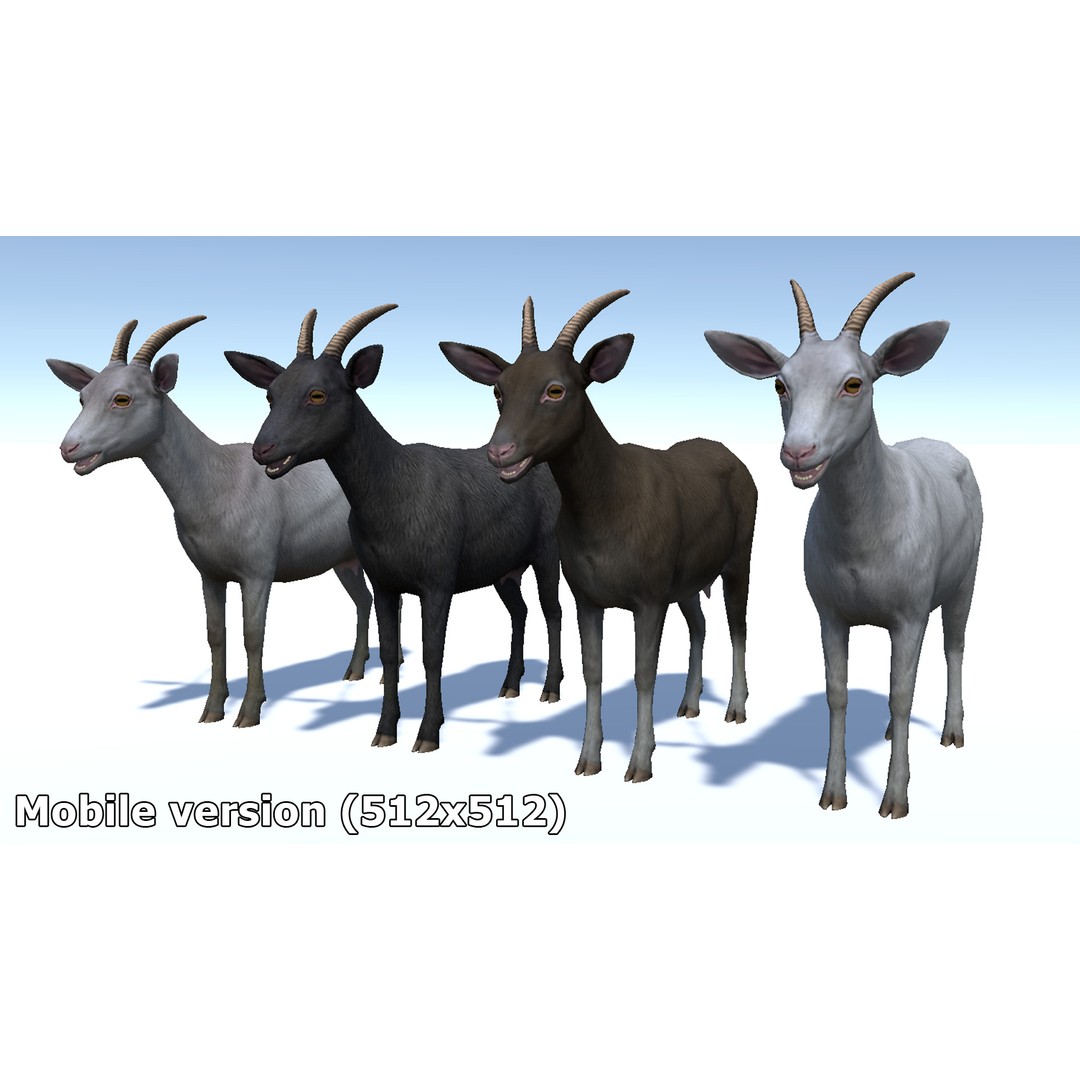 Goat Family 3D Model – Low Poly Game Asset, Rigged, PBR Textures - View 13