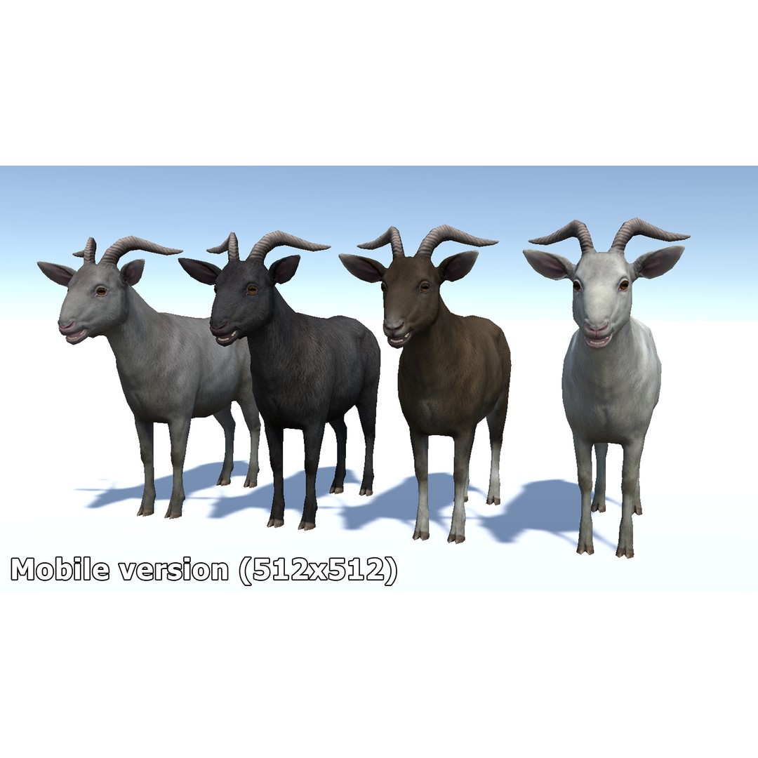 Goat Family 3D Model – Low Poly Game Asset, Rigged, PBR Textures - View 15
