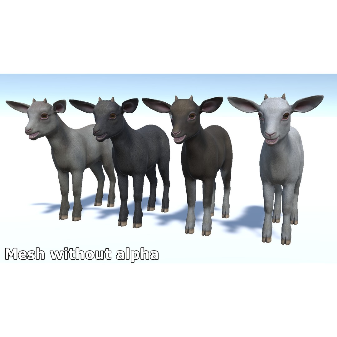 Goat Family 3D Model – Low Poly Game Asset, Rigged, PBR Textures - View 16