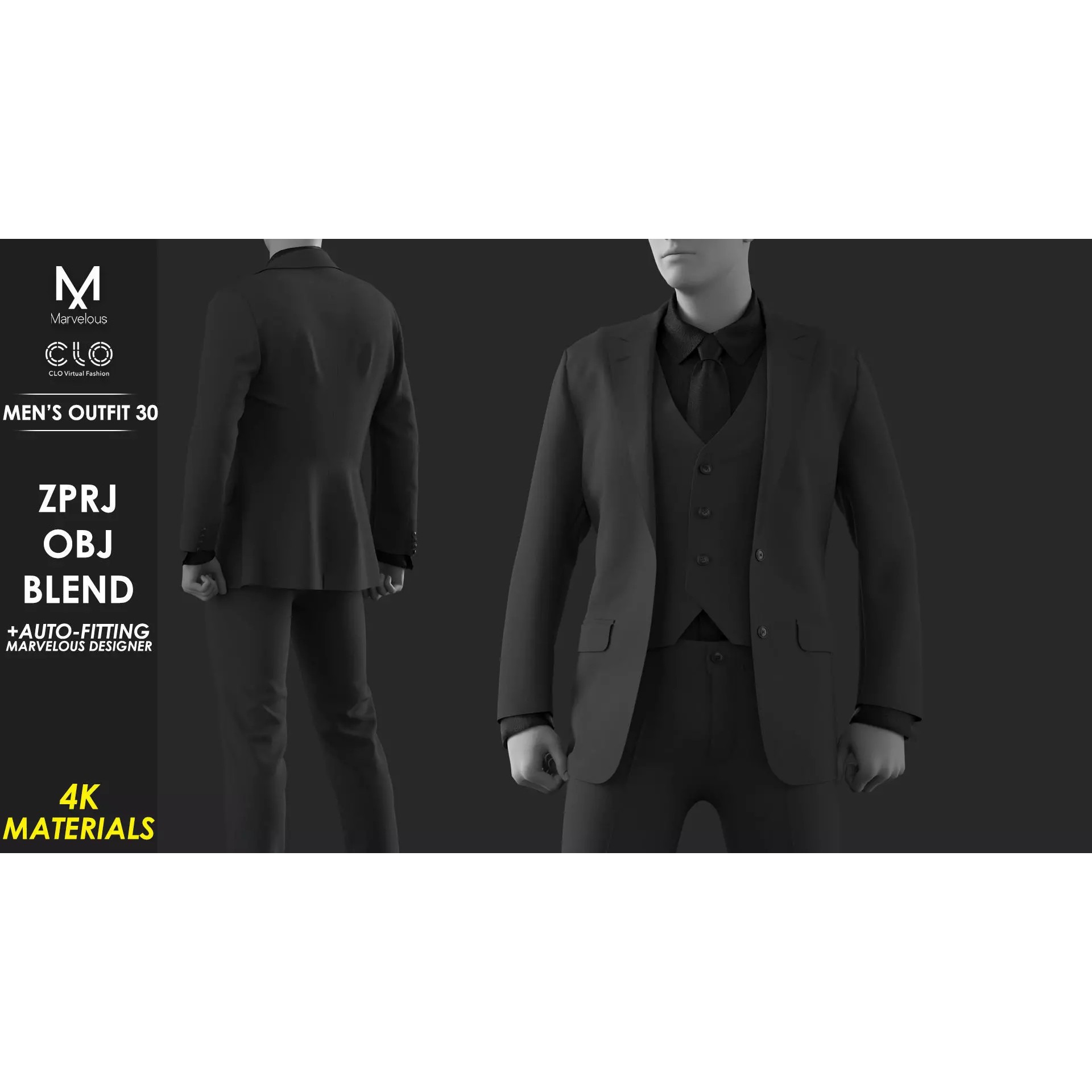 Mens Outfit 30 - Game-Ready 3D Model - View 2