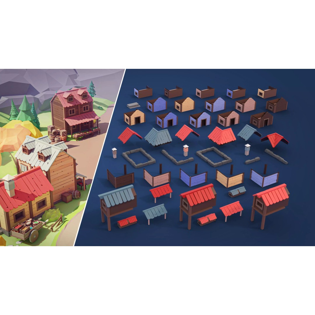 Village 2 3D Model – Low Poly Game Asset Pack for Environments - View 24