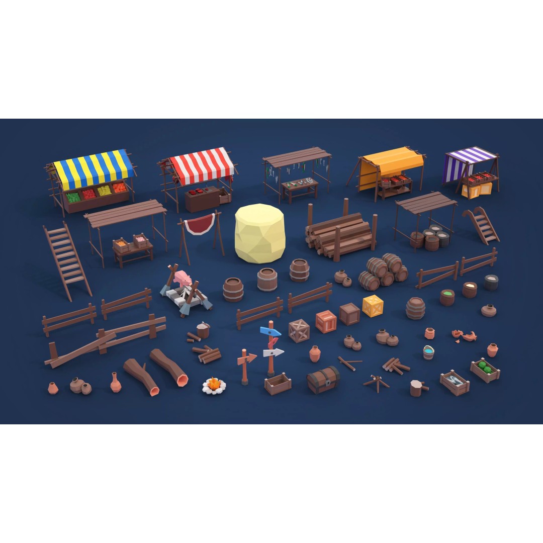Village 2 3D Model – Low Poly Game Asset Pack for Environments - View 30