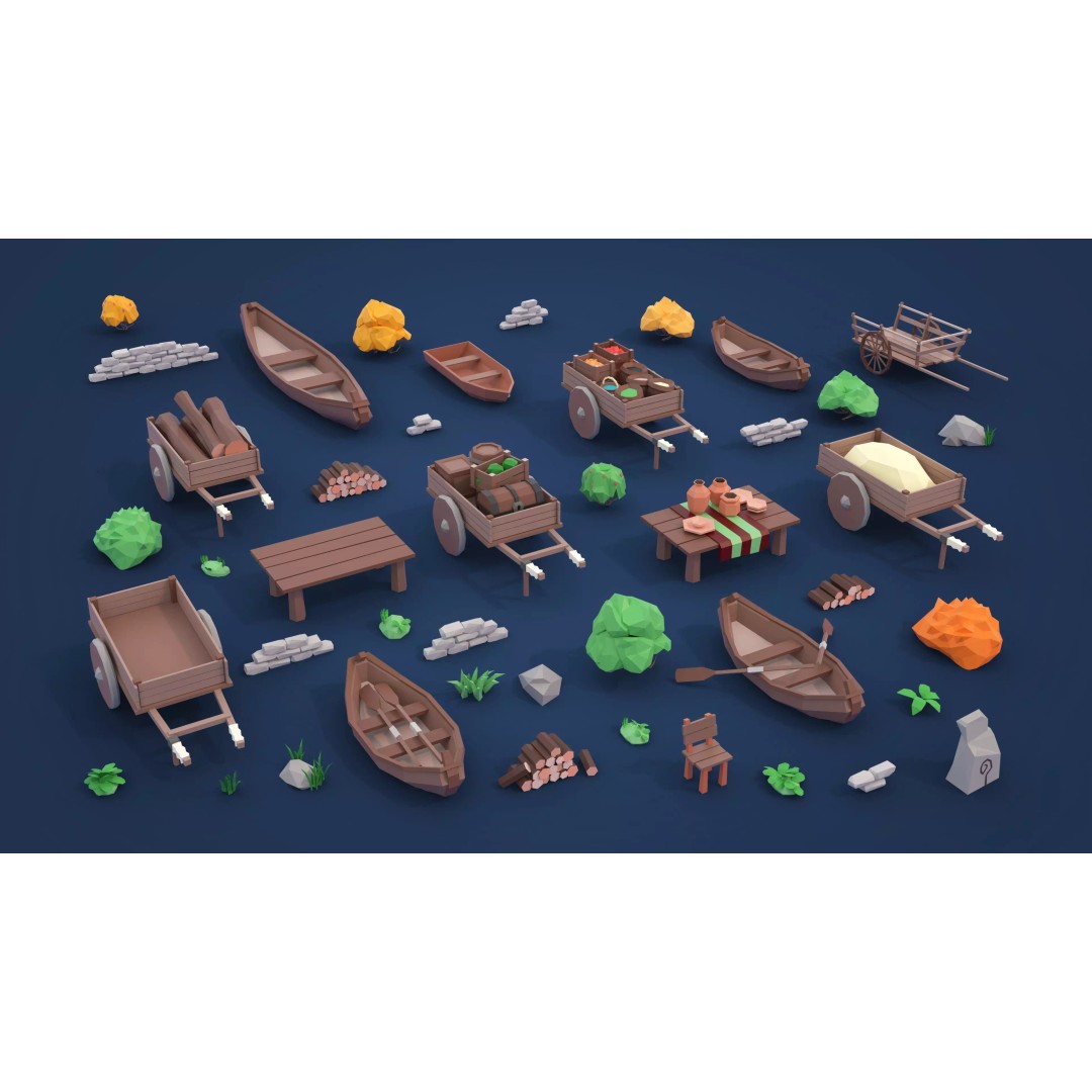 Village 2 3D Model – Low Poly Game Asset Pack for Environments - View 31