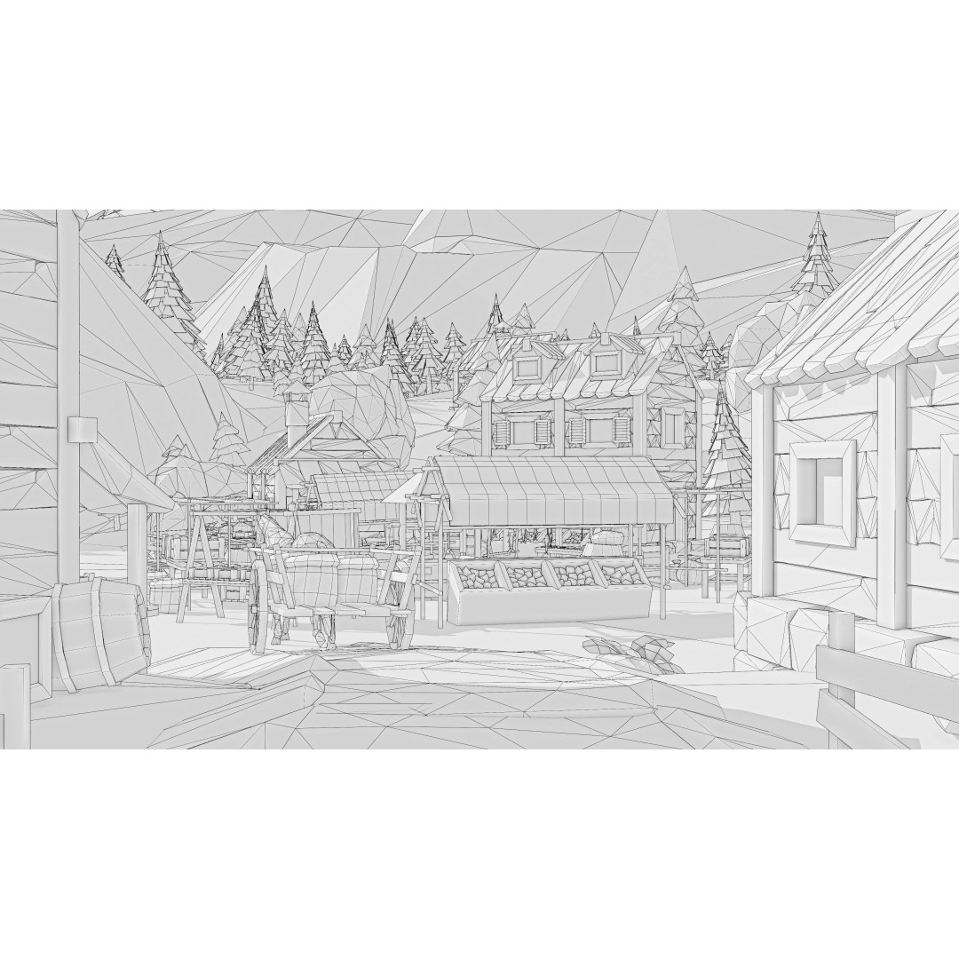 Village 2 3D Model – Low Poly Game Asset Pack for Environments - View 36
