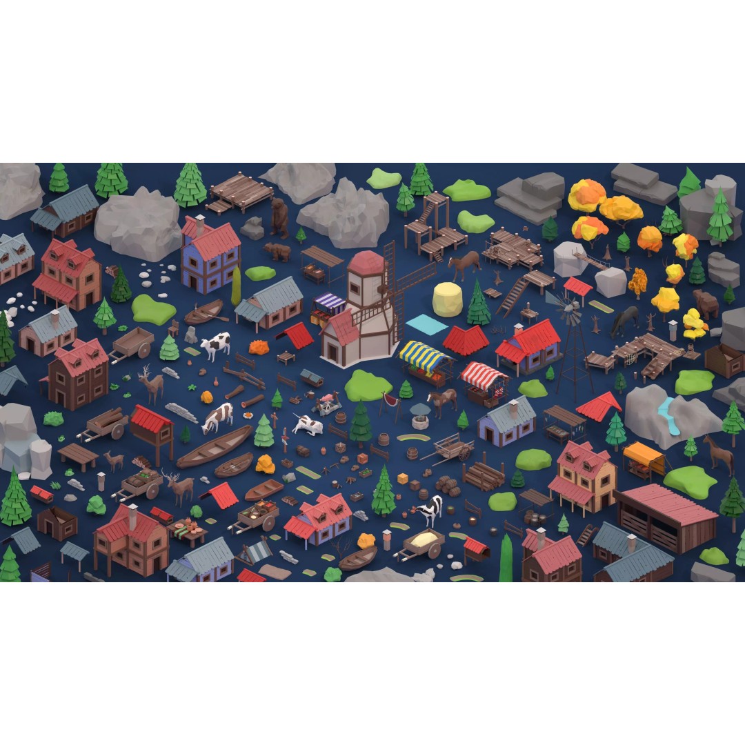 Village 2 3D Model – Low Poly Game Asset Pack for Environments - View 5