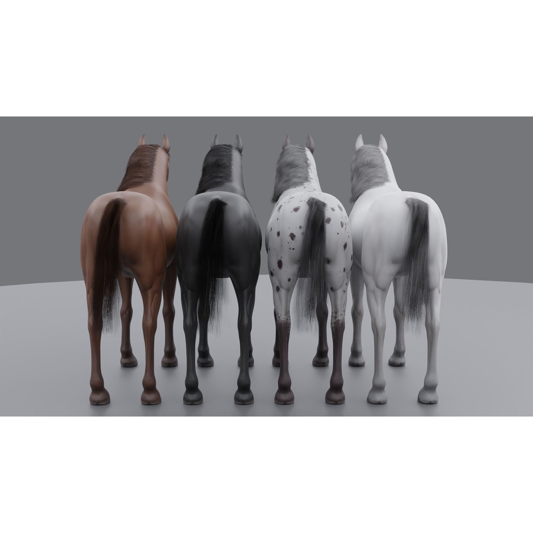Rigged Horse 3D Model – PBR Realistic Animal for Animation, FBX, OBJ - View 10