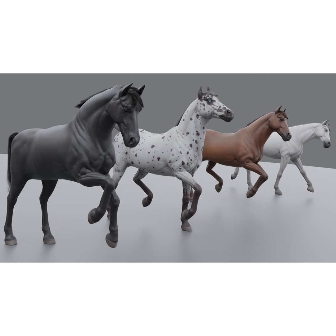 Rigged Horse 3D Model – PBR Realistic Animal for Animation, FBX, OBJ - View 6