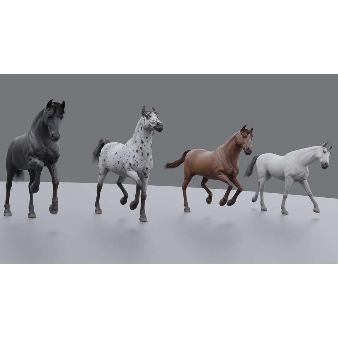 Rigged Horse 3D Model – PBR Realistic Animal for Animation, FBX, OBJ - View 7
