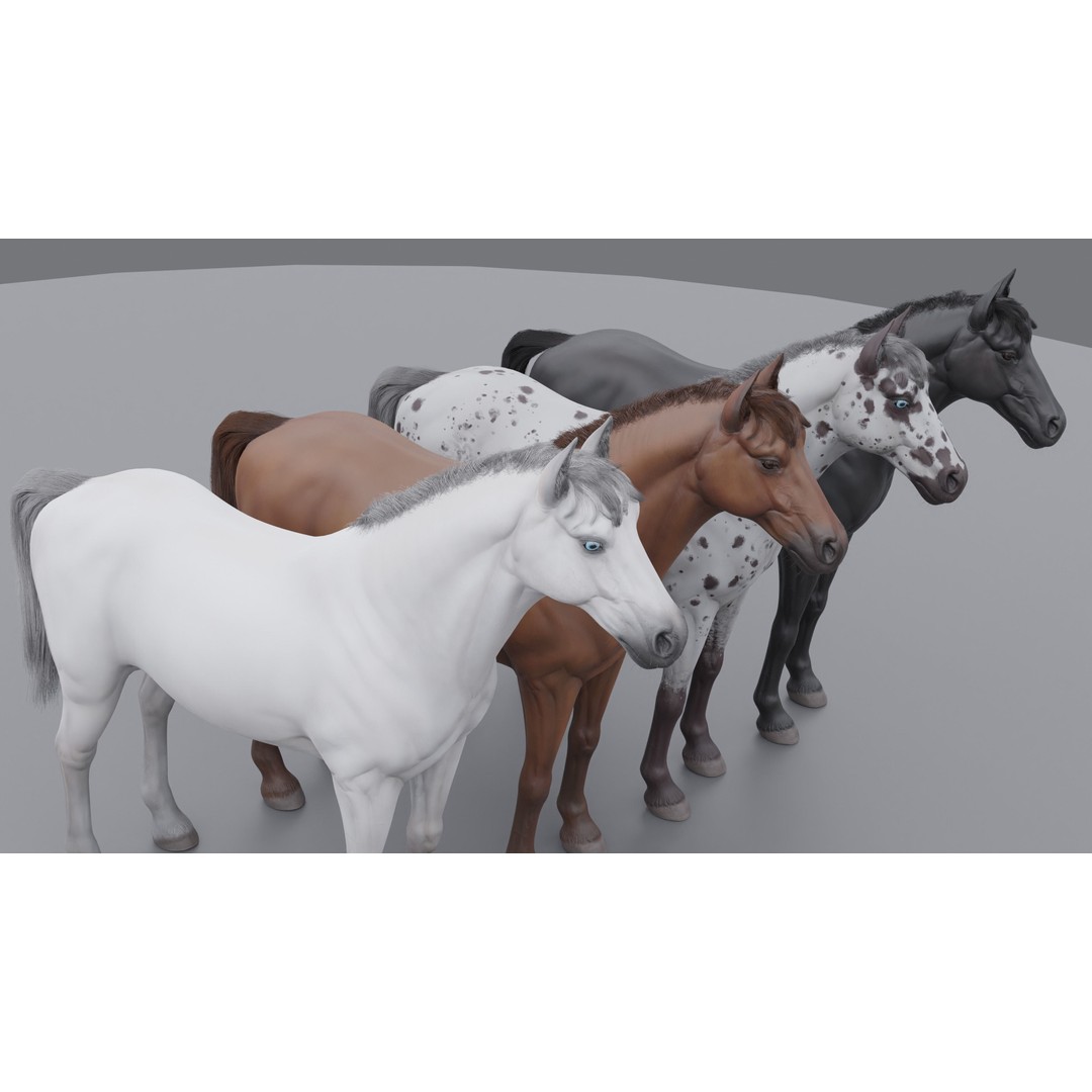 Rigged Horse 3D Model – PBR Realistic Animal for Animation, FBX, OBJ - View 9