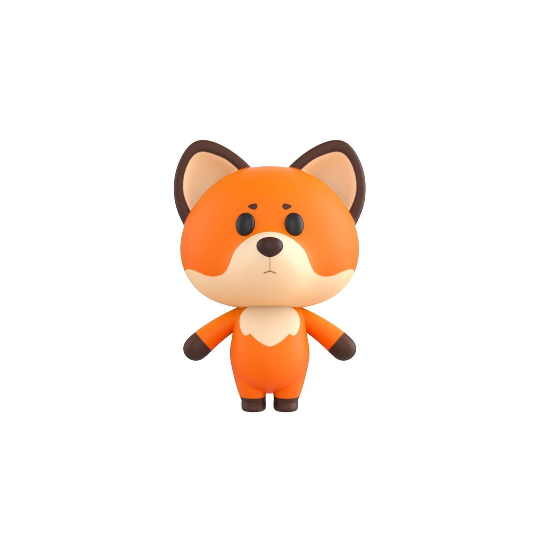 Fox 3D Model – Cute Cartoon Character, PBR Textures, FBX/OBJ - View 3