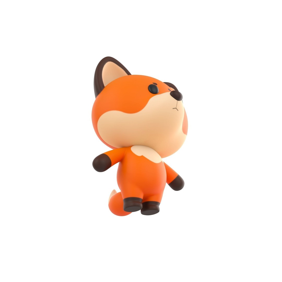 Fox 3D Model – Cute Cartoon Character, PBR Textures, FBX/OBJ - View 4