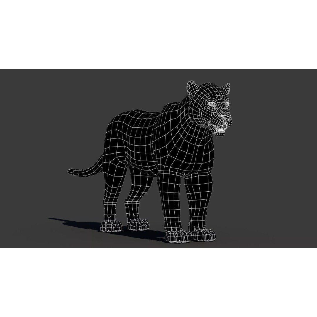 Jaguar 3D Model – Low Poly Animal Asset, FBX, OBJ, PBR - View 15