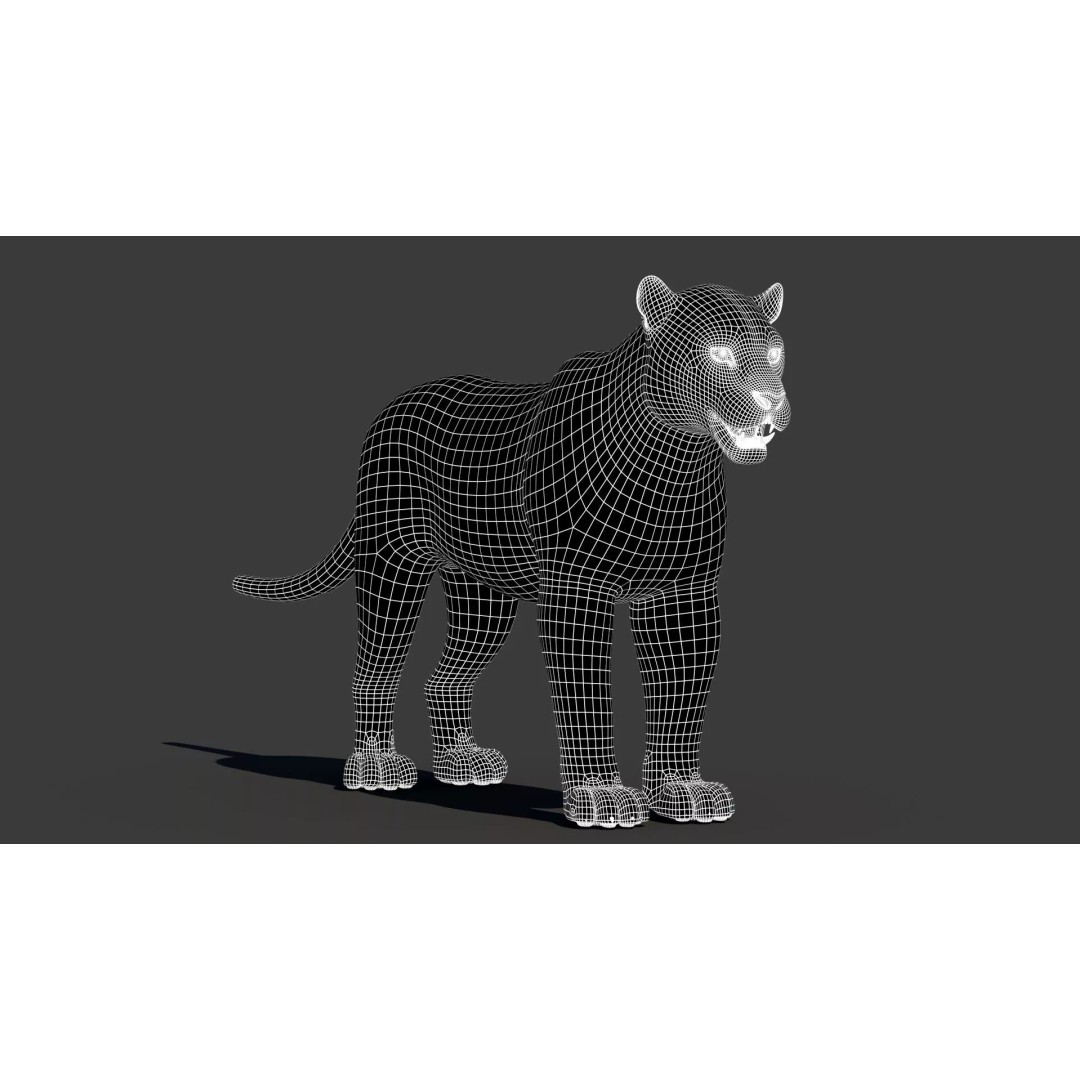Jaguar 3D Model – Low Poly Animal Asset, FBX, OBJ, PBR - View 16