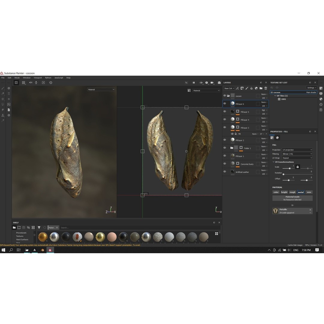 Butterfly Cocoon 3D Model – Low Poly PBR Asset, FBX, Blender - View 13