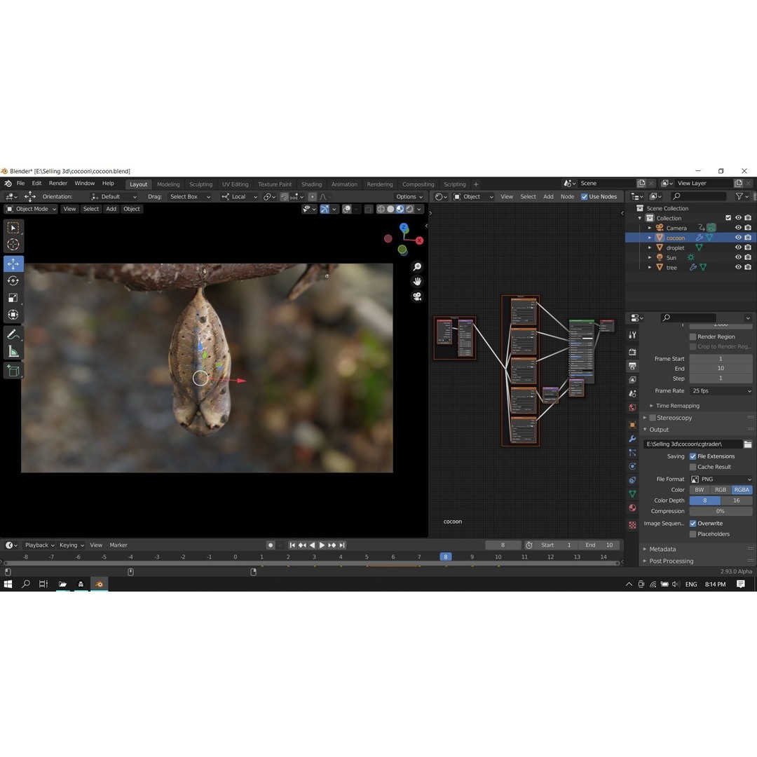 Butterfly Cocoon 3D Model – Low Poly PBR Asset, FBX, Blender - View 17