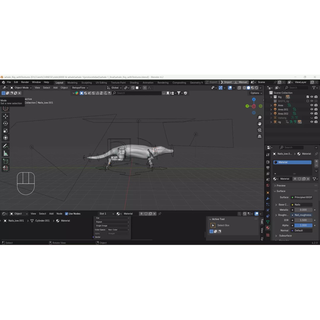 Protocetidae 3D Model – Low Poly Game Asset, Rigged, FBX - View 11