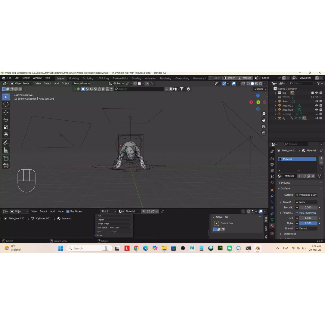 Protocetidae 3D Model – Low Poly Game Asset, Rigged, FBX - View 14