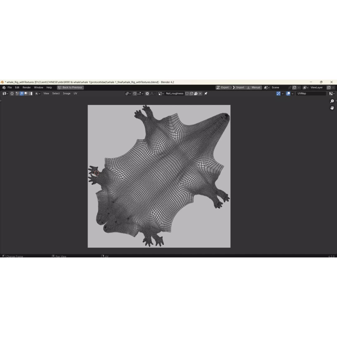 Protocetidae 3D Model – Low Poly Game Asset, Rigged, FBX - View 4