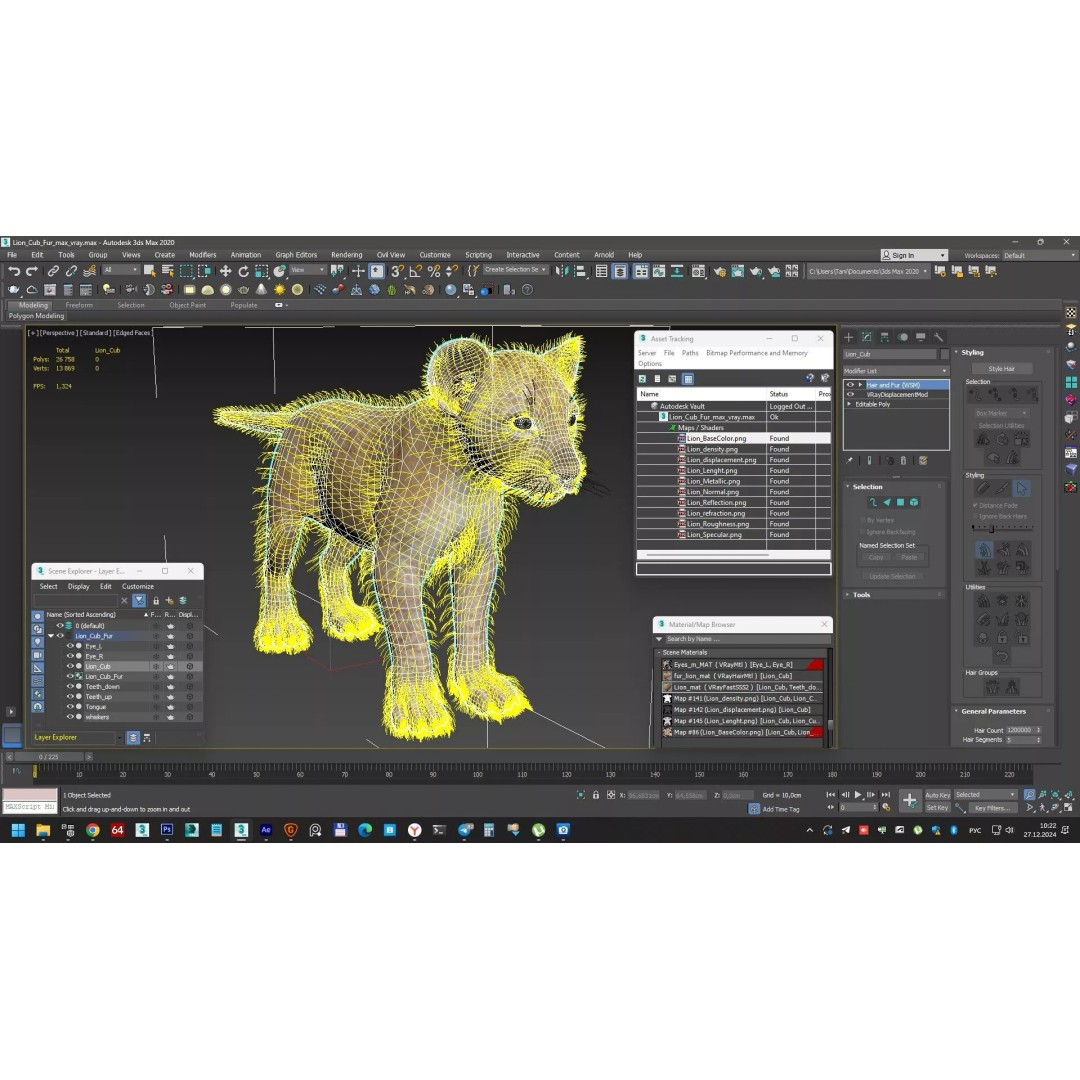 Lion Cub Fur 3D Model – High Poly PBR Asset for Animation - View 17
