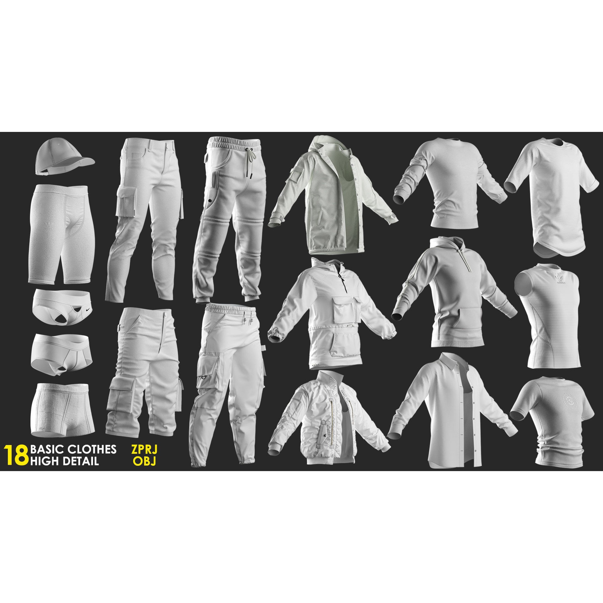 18 Men's Clothes - High-Poly Game-Ready 3D Model