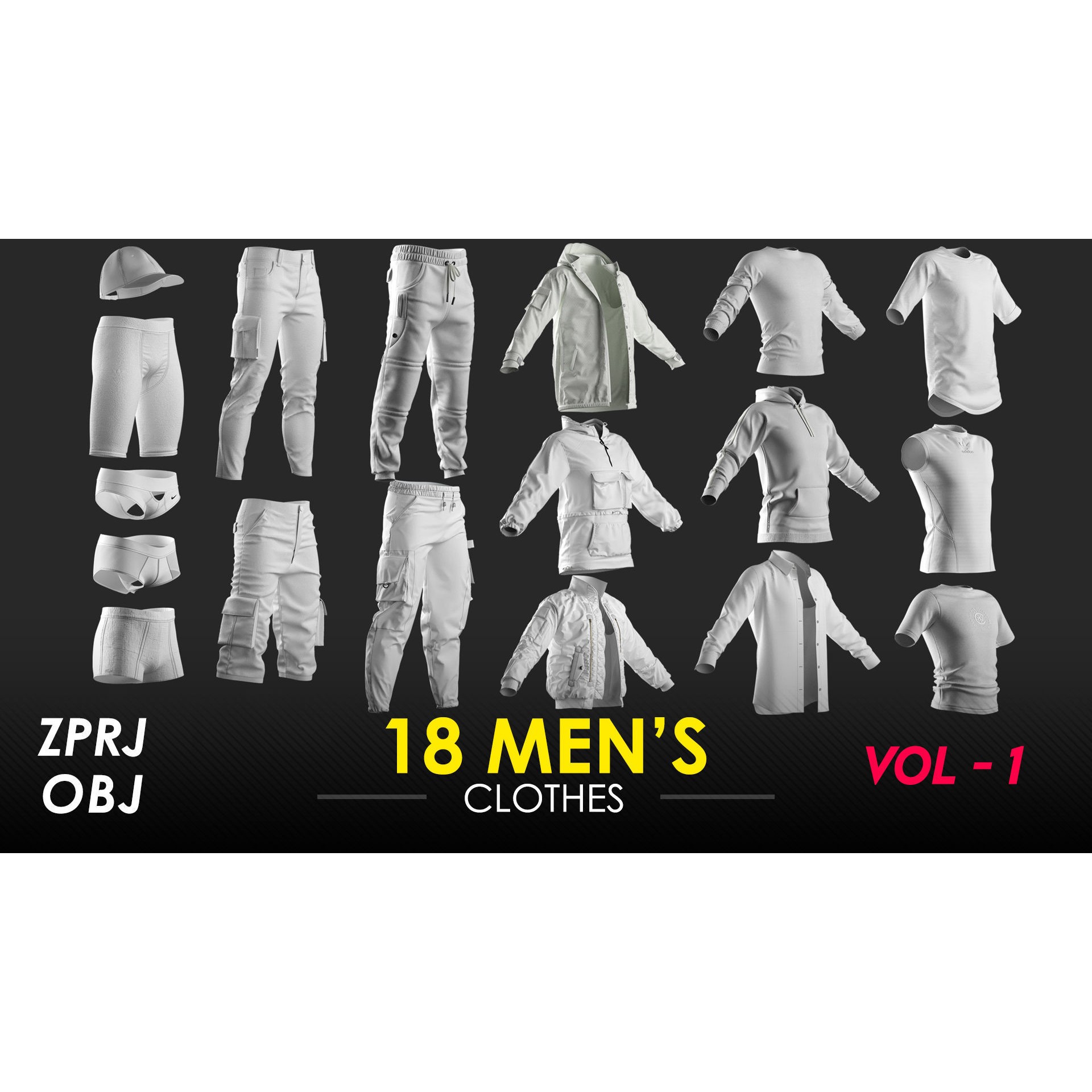 18 Men's Clothes - High-Poly Game-Ready 3D Model - View 3