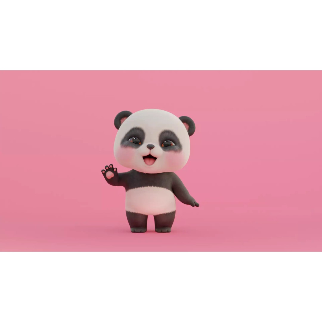 Panda 3D Model – Rigged Low-Poly Character with 52 ARKit Blendshapes - View 17