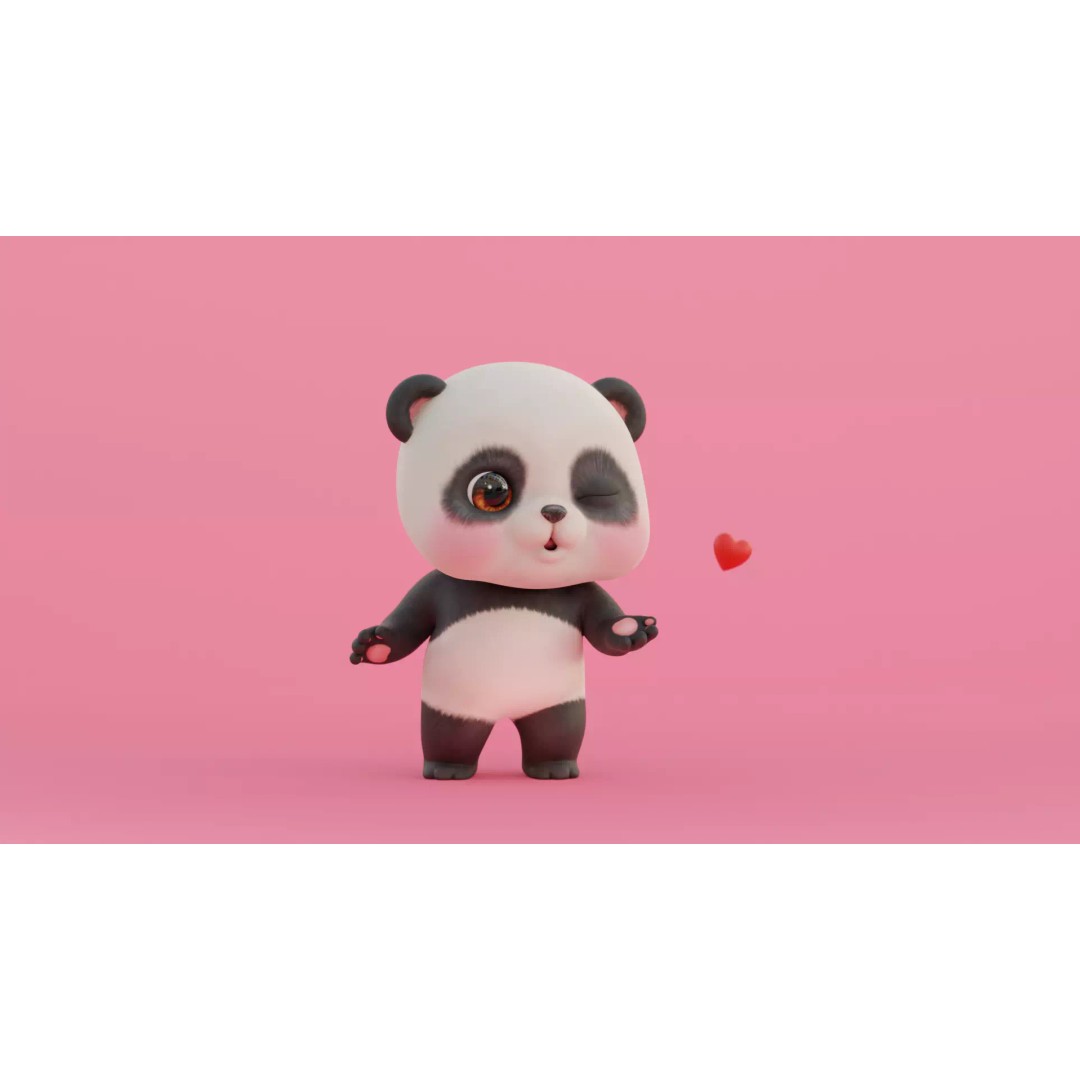Panda 3D Model – Rigged Low-Poly Character with 52 ARKit Blendshapes - View 18
