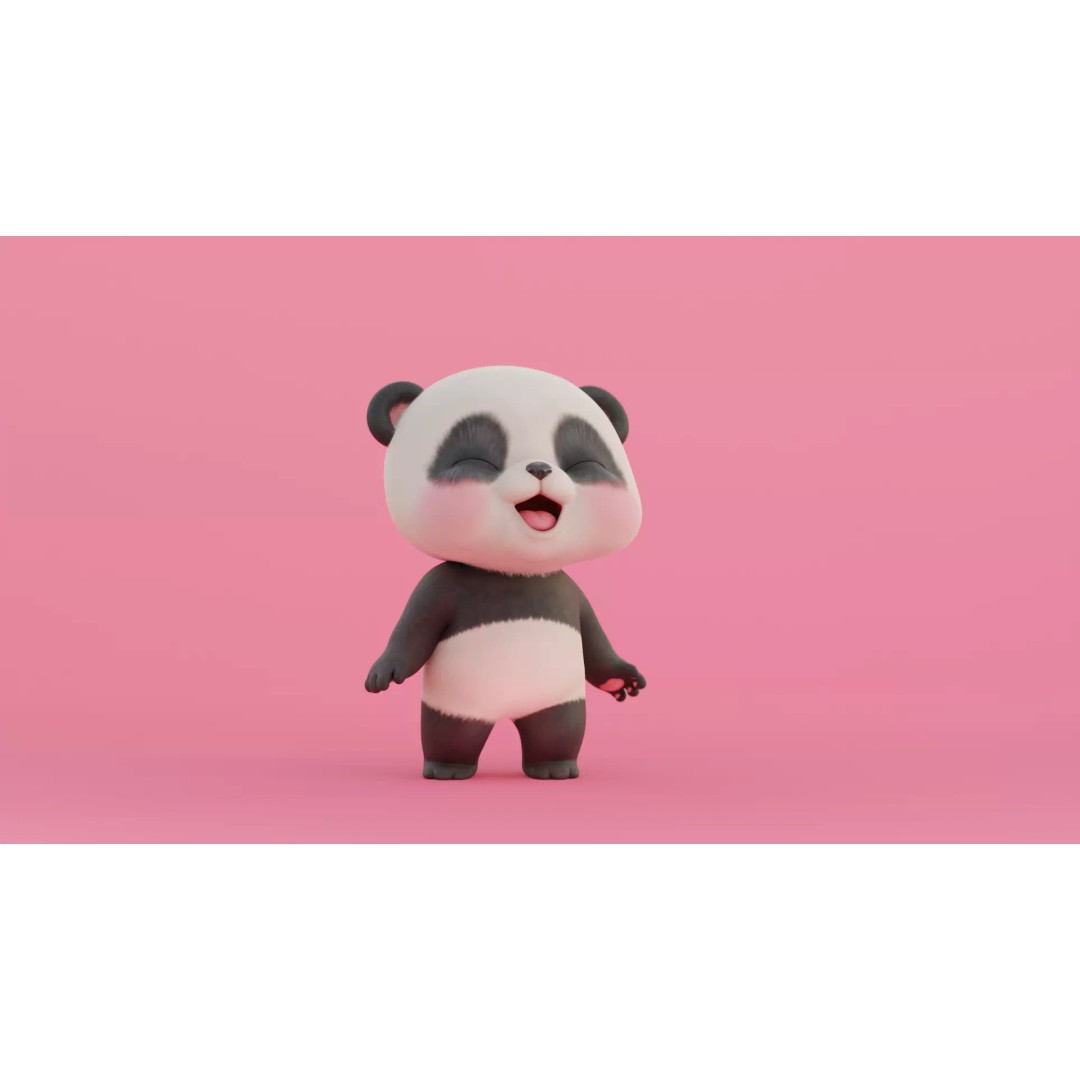 Panda 3D Model – Rigged Low-Poly Character with 52 ARKit Blendshapes - View 19