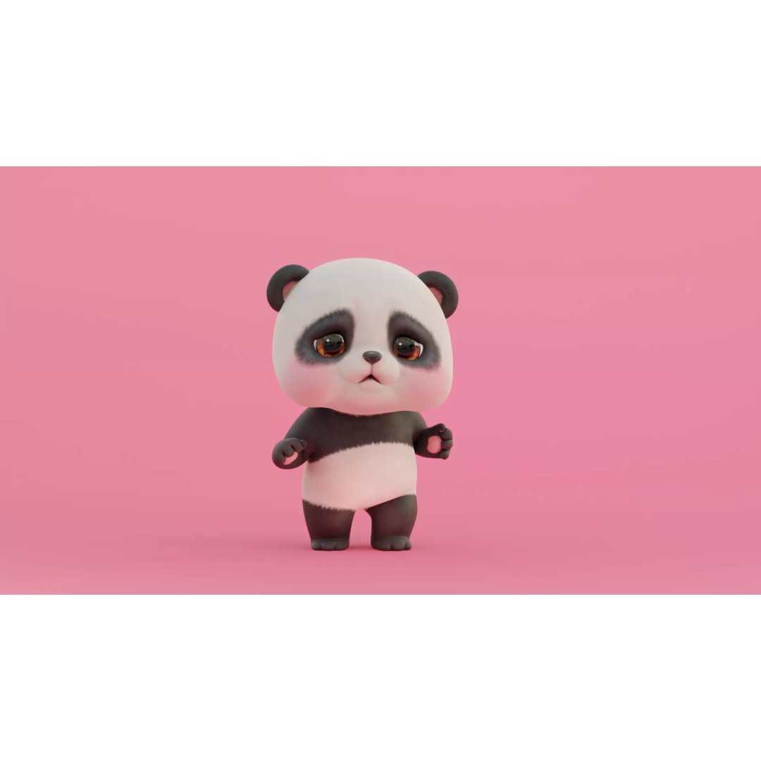 Panda 3D Model – Rigged Low-Poly Character with 52 ARKit Blendshapes - View 20
