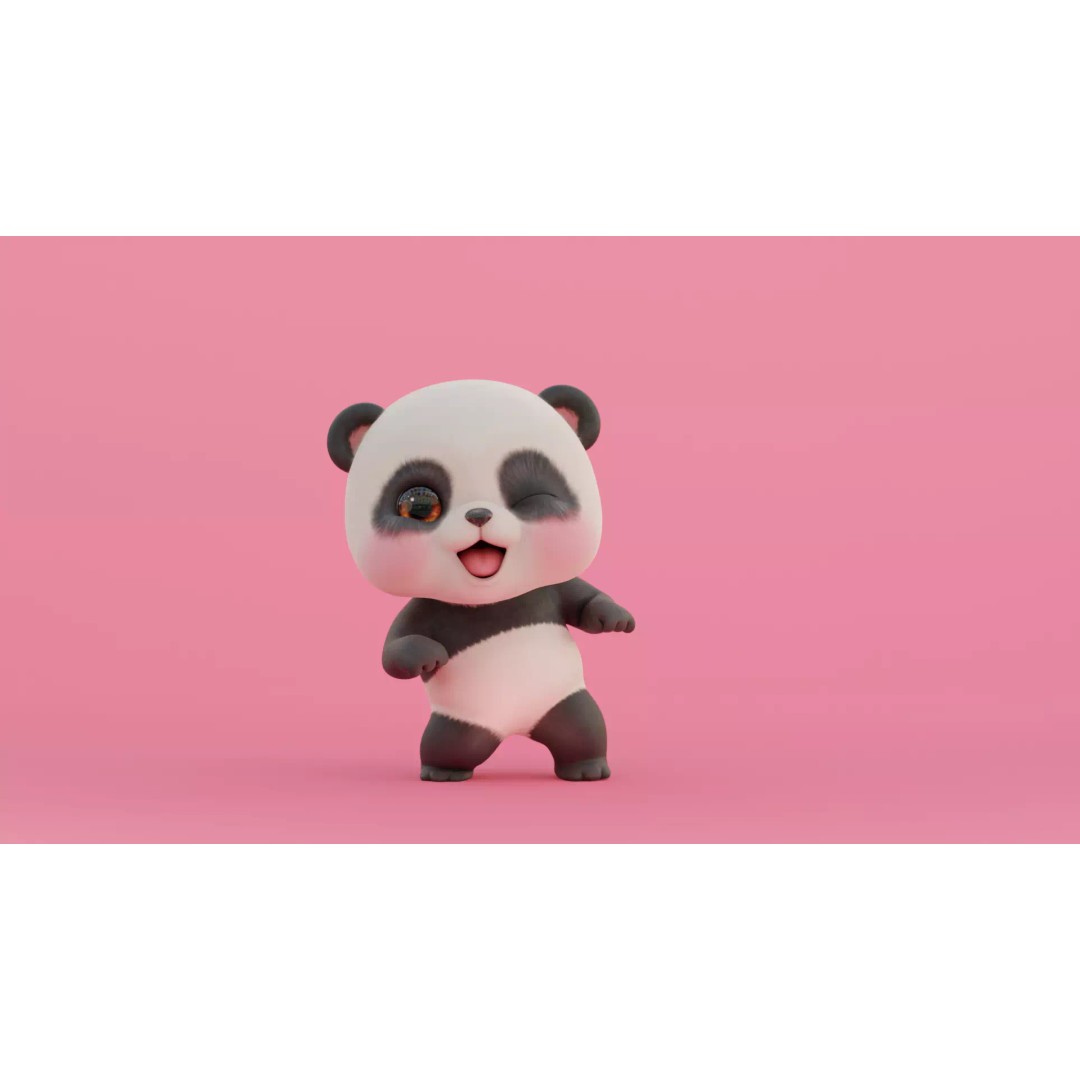 Panda 3D Model – Rigged Low-Poly Character with 52 ARKit Blendshapes - View 21