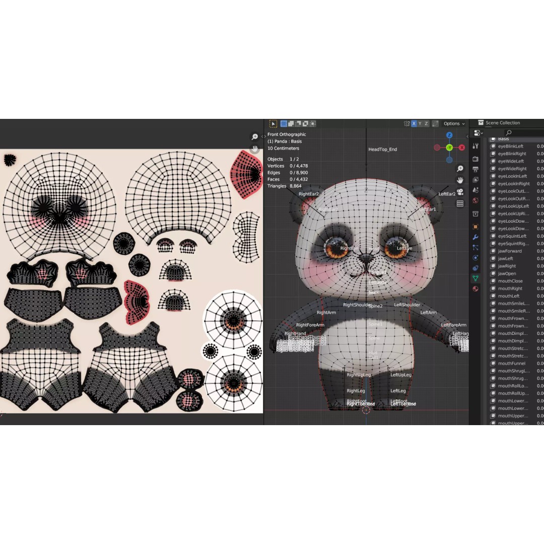 Panda 3D Model – Rigged Low-Poly Character with 52 ARKit Blendshapes - View 22