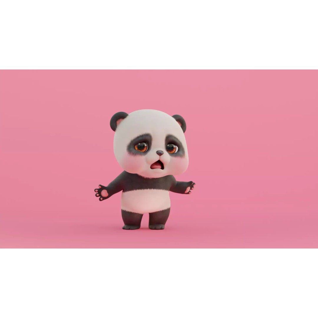 Panda 3D Model – Rigged Low-Poly Character with 52 ARKit Blendshapes - View 6