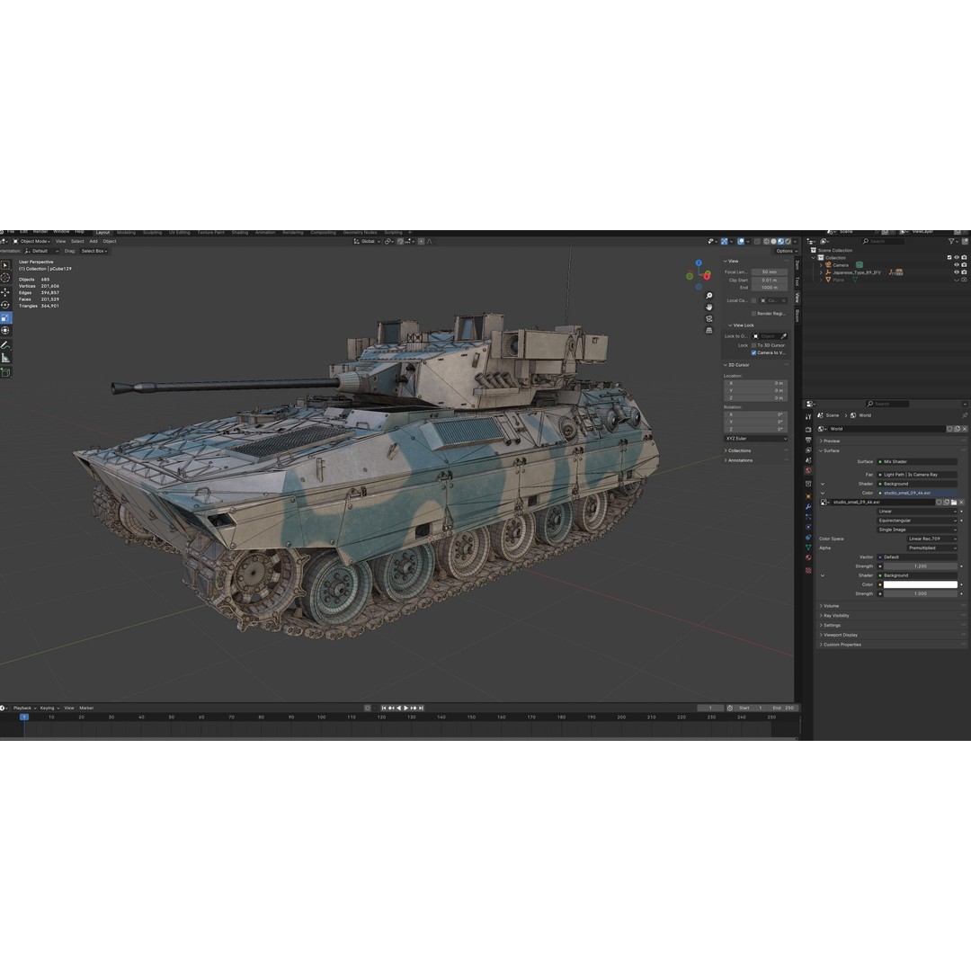 Japanese Type 89 IFV Tank 3D Model – Low Poly PBR Game Asset, FBX