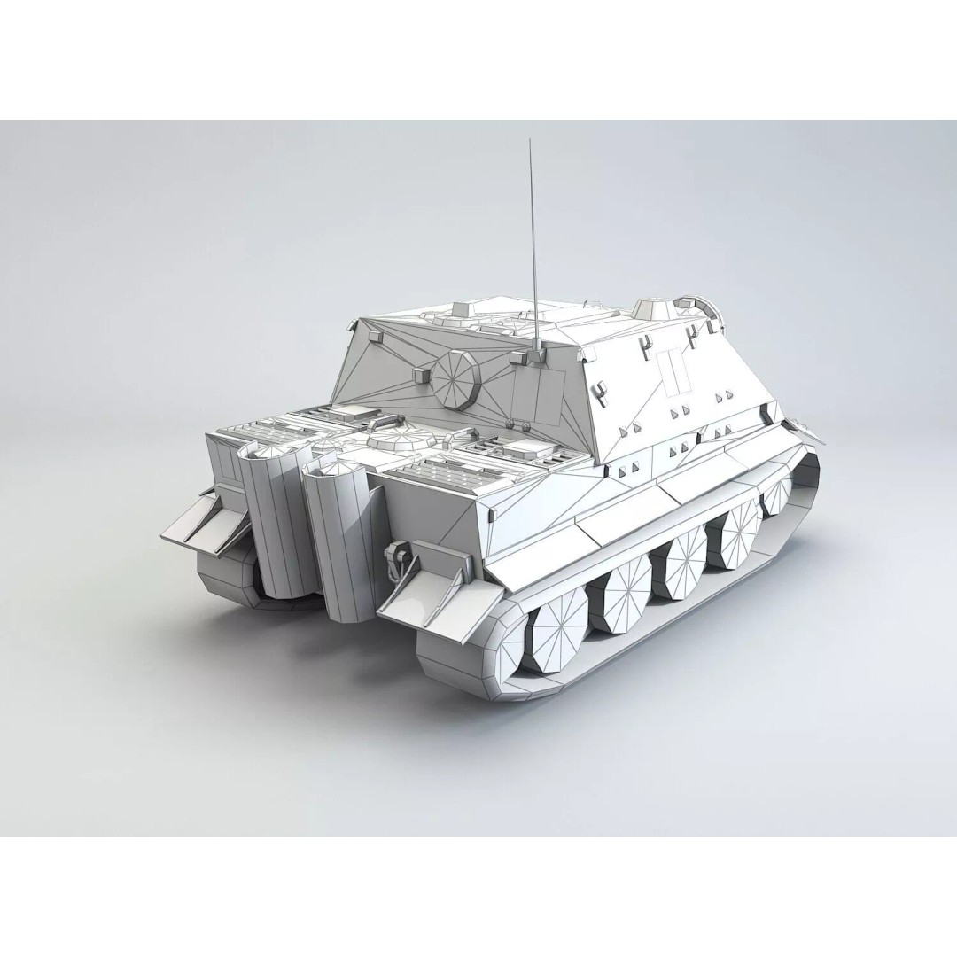Sturmtiger 3D Model – Low Poly Military Vehicle, FBX, Game Ready - View 11
