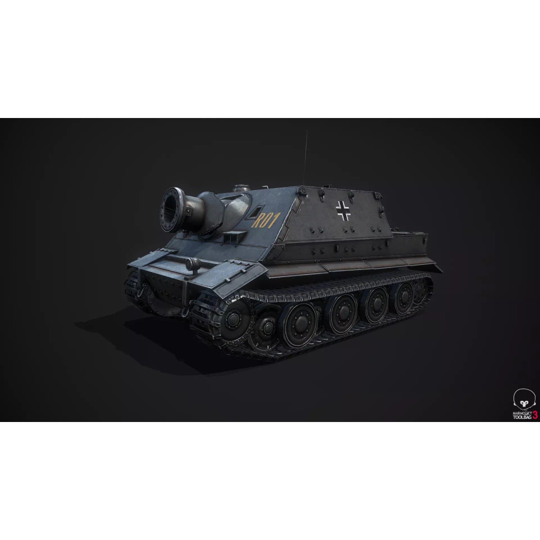 Sturmtiger 3D Model – Low Poly Military Vehicle, FBX, Game Ready - View 3