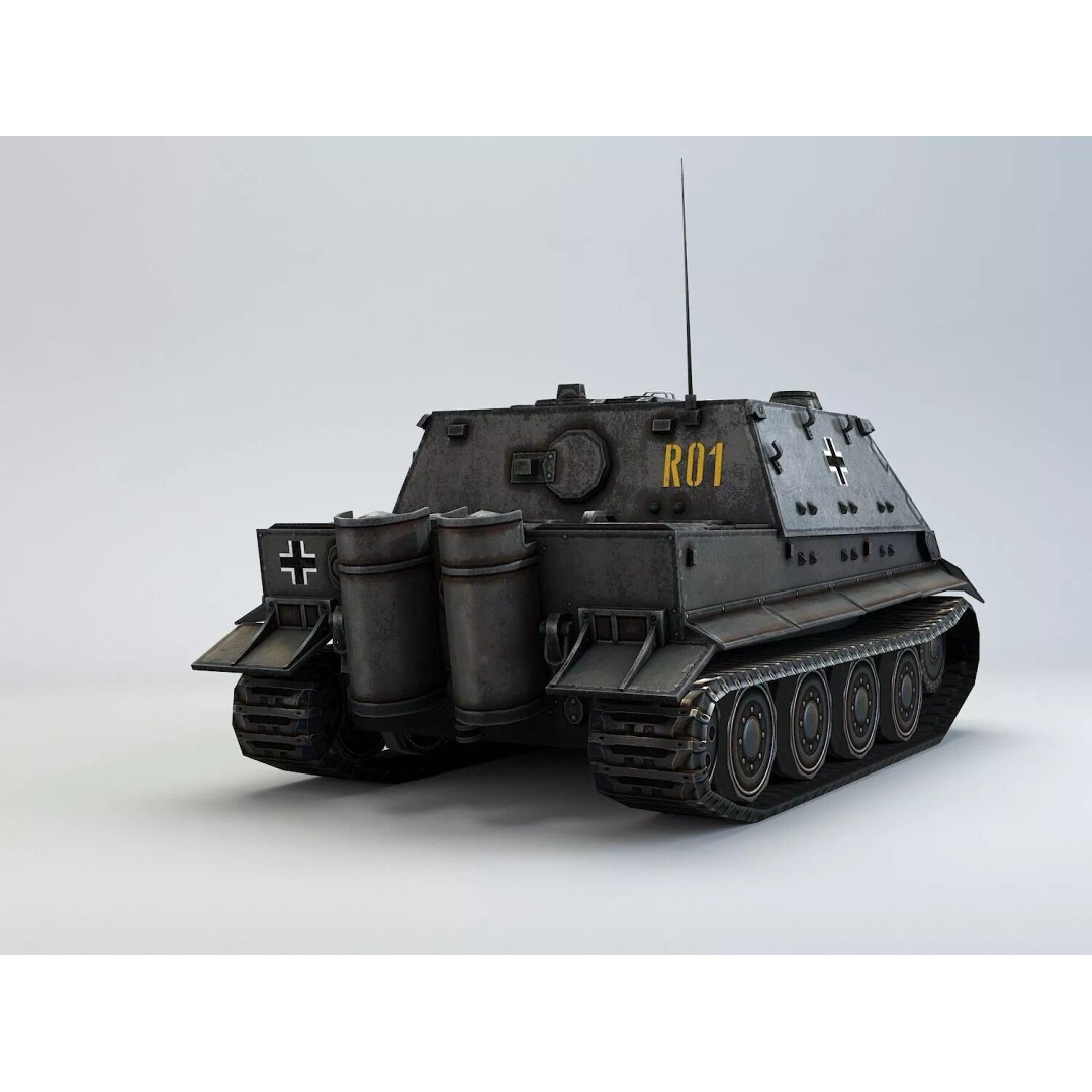Sturmtiger 3D Model – Low Poly Military Vehicle, FBX, Game Ready - View 4